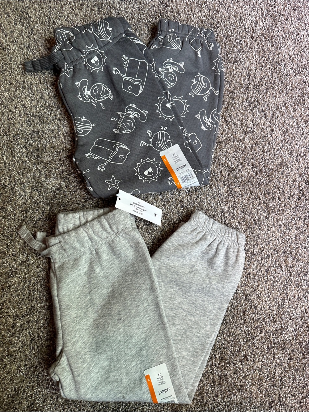 wonder nation Gray Cartoon Food & Light Gray Jogger Pants